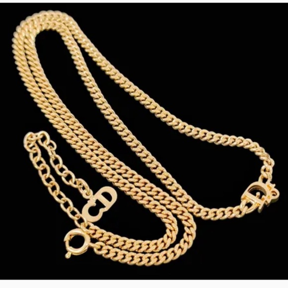 Christian Dior Gold Logo Chain Necklace GERMANY - Picture 3 of 9